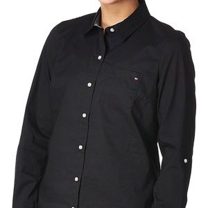 NWT Tommy Hilfiger women's roll-tab sleeve button front shirt size Medium